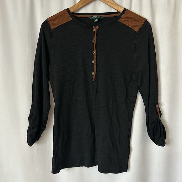 Lauren Ralph Lauren Tops - Lauren Ralph Lauren Black Long Sleeve Button Front Shirt Top **Size M** 🌺🌺